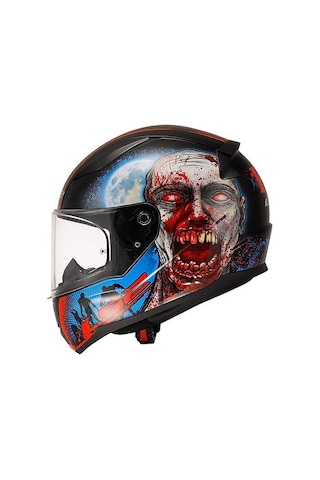 Ls2 Rapıd Zombıe Motosiklet Kaskı Kırmızı-Mavi