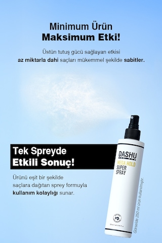 Hızlı Kuruyan, Ultra Güçlü Tutuşa Sahip Saç Şekillendirici Sprey Dashu For Men Mega Hold Super Spray 50ml