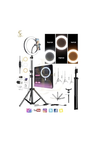 120 Led Ring Lıght Influencer Youtuber Tiktok Telefon Tutucu Makyaj Işığı 10 Inç 2.1 Mt Trıpod