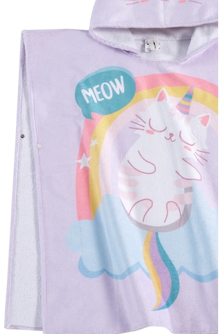 Meow Desen Çocuk Panço Plaj Havlusu Lila