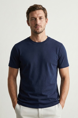 Elemge Pamuk Likra Magic Fit Lacivert Erkek T-shirt Compact Penye Kısa Kol Tişört Elastan