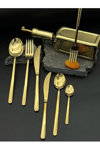 Lilyum 84 Parça Çatal Kaşık Bıçak Seti Gold