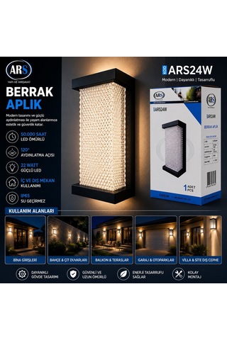 Ars-348954 Ip66 22w Berrak Led Aplik Duvar Lambası - 50.000 Saat Led Ömrü Diğer