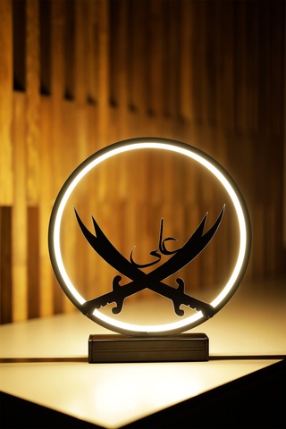 Zülfikar Kılıcı Metal Led Masa Lambası Çift Ve Ali Yazılı Dekoratif Işıklı Gece Lambası Zulfıkar