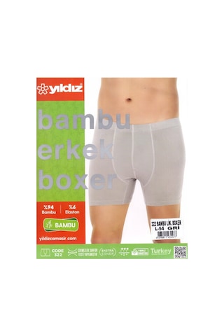 Yıldız 3'lü Gri Bambu Erkek Boxer 322