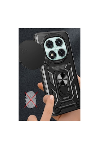 Xiaomi Redmi Note 14 Pro 5g Uyumlu Kılıf Pars Lens Yüzüklü Silikon - Siyah