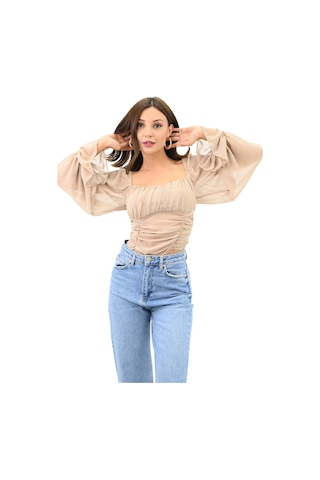 Kadın Şifon Crop Bluz 1734-24 001