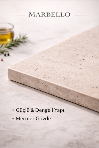 20x30 Cm Mermer Kesme Ve Sunum Tahtası Dekoratif Mutfak Servis Tabağı Bej