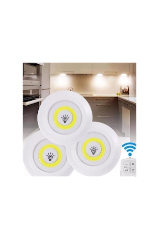 Spot Smd Zaman Ayarlı Beyaz Uzaktan Kumandalı 3 Lü Spot Led Lamba Kablosuz Pilli Işıldak