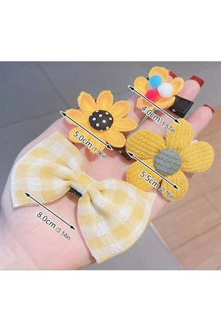 Batu Kız Bebek Ve Çocuk Tavşan Figürlü Toka Seti Hardal