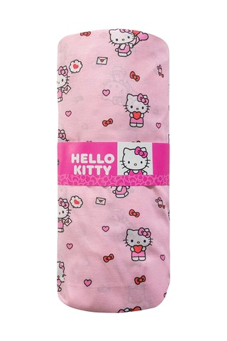 Pembe Hello Kitty Baskılı Tek Kişilik Lastikli Çarşaf