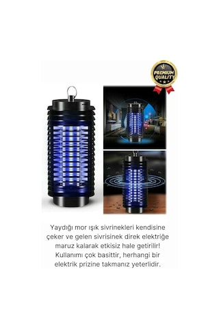 Çok Fonksiyonlu Asılabilir Sessiz Prizli Elektrikli Cız Lamba 220v Mor Işık Kara Sivrisinek Öldürücü