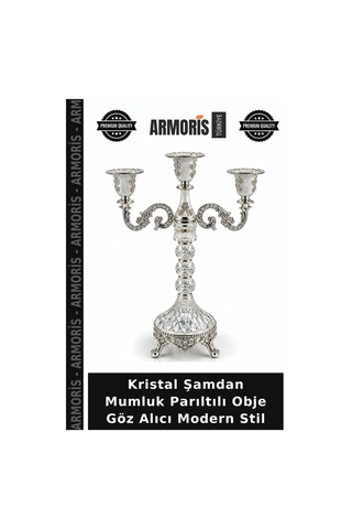 Kristal Şamdan Mumluk Parıltılı Obje Göz Alıcı Modern Stil