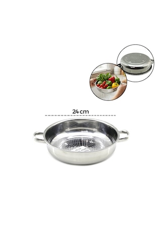 Lunaev 24 Cm Basık Süzek Metal Süzgeç Kulplu Açık Camgöbeği