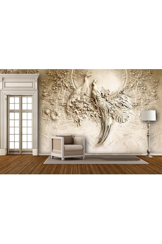 3 Boyutlu Kabartma Tavus Kuşu Duvar Kağıdı Relief