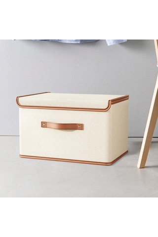 Suntek Katlanabilir Organizatör Kapaklı Saklama Kutusu Bej 50 x 35 x 31 CM