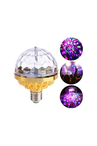 Konesam Rgb Döner Kristal Mavi Işık, 6w E27 Led Sahne Ampülü, Parti/disko/noel İçin Renkli Işık Gösterisi