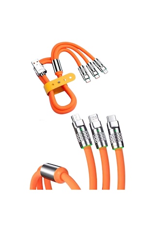 Çoklu Şarj Kablosu Usb Type-c İos Uyumlu 120w Hızlı Şarj Kablosu 3855796