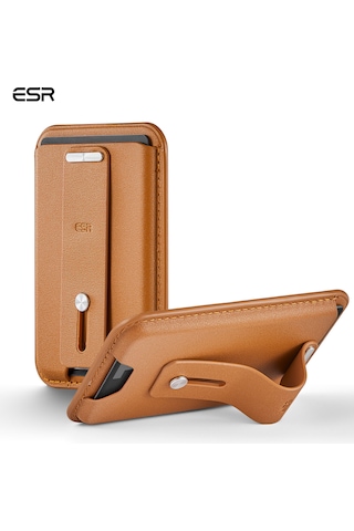 Esr Halolock Magsafe Uyumlu Ayarlanabilir 3 Kartlık Yüzüklü Suni Deri Cüzdan - Caramel Brown Karamel Kahve Açık Kahverengi