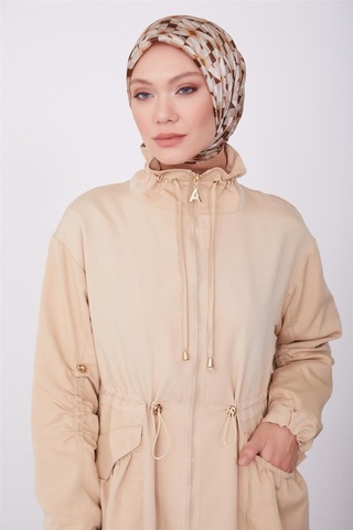 Armine Kolları Ve Beli Tünel Detaylı Pardösü 23k8519 Krem Bej