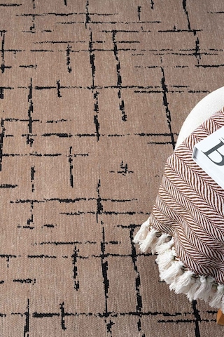 Gaia Bej Halı Yıkanabilir Kaymaz Taban Şönil Kilim Dokuma Pamuk Taban Kilim 10119 Bej