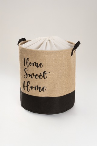 Tidy Jüt Home Yazılı Büzgülü Çamaşır Sepeti 37x40cm 6015 Natural