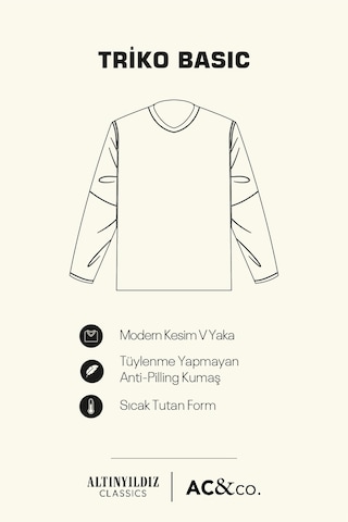 AC&Co / Altınyıldız Classics Erkek Lacivert Standart Fit Normal Kesim V Yaka Triko Kazak 4A4923100002LACL Lacivert