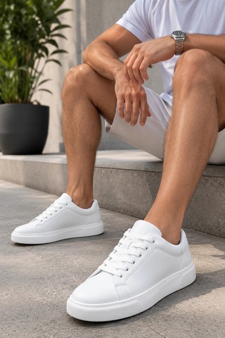 Ht Hotin Laviathan Erkek Günlük Bağcıklı Spor Ayakkabı Sneaker Rahat Ve Şık Tasarım - Beyaz