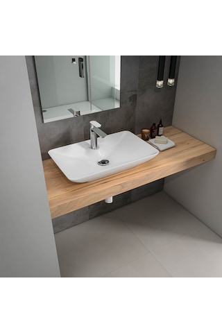 Isvea Sistema Y Tezgah Üstü Çanak Lavabo 65 Cm, Batarya Delikli Beyaz 10sy50065