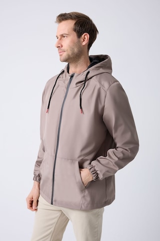 Freemen Erkek Vizon Astarlı Kanguru Su Ve Rüzgar Geçirmez Kapüşonlu Yağmurluk Vizon