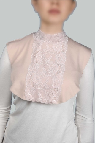 Altobeh Kadın Penye Tesettür Daire Yakalı Dantelli Boyunluk - Bej