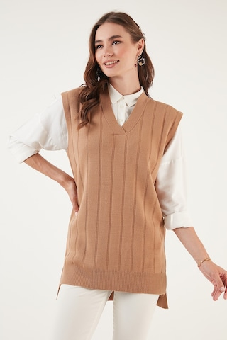 Lela V Yaka Uzun Triko Bayan Süveter 4616088 Camel