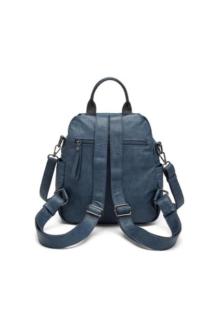 Yıkama Deri Sırt Askılı Kadın Çantası 21-k Barcelona 1908 Lacivert