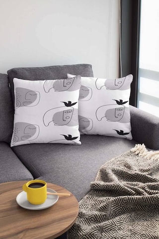 Gri Modern Desenli Çift Taraflı Yastık Kırlent Kılıfı Krl180n11
