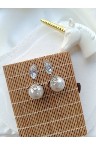 Toplu İnci Küpe Silver Altın