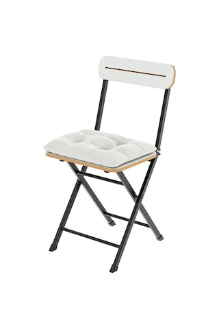 Bistro Sandalye Katlanır Minderli Bahçe Sandalyesi Beyaz 1406