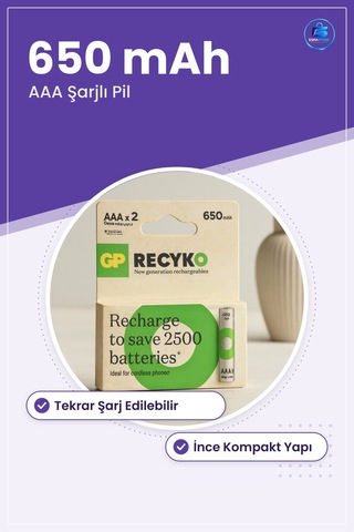 Pil Aaa Şarjlı 650 Mah İnce Yeniden Kullanılabilir Kumanda Fare K