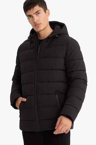 Defacto Su İtici Slim Fit Dar Kesim Astarlı Kapüşonlu Fermuarlı Cepli Dolgulu Mont R0216az25aubk27 Siyah-bk27