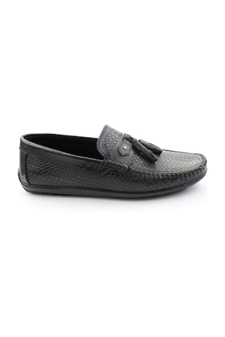 Siyah Baskılı Hakiki Deri Erkek Loafer Ayakkabı E01697032503 Siyah