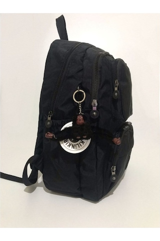 Klinkır Çok Gözlü Okul Için Uygun Kumaş Sırt Çantası Siyah Siyah Siyah