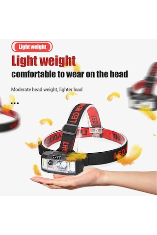 Police Ps-1970 Led Güçlü Çok Fonksiyonlu Usb Şarj Edilebilir Sensörlü Kafa Lambası Kırmızı - Siyah