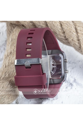 Spectrumwatch Smooth & Bordeaux Led Dijital Bordo Kol Saat Bileklik Saat St-303058
