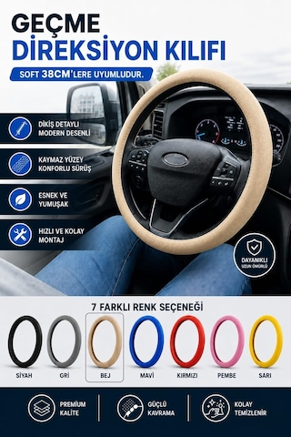 Direksiyon Kılıfı Geçme 38cm Soft Bej Dkg001b Fermeq