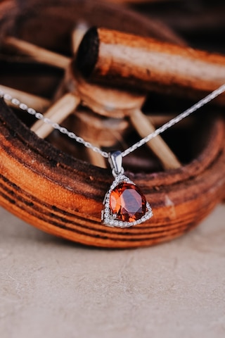 Encili Silver 925 Ayar Gümüş Yakut Taşlı Kadın Kolye