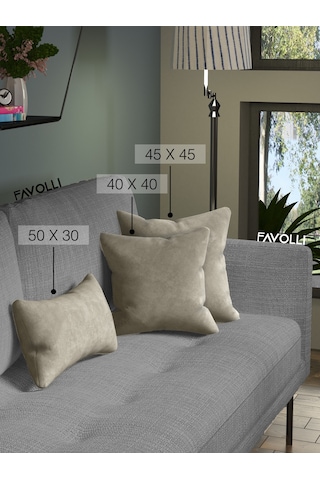 Br Favolli Dokulu Keten Renk Kırlent Kılıfı Bej Keten Rengi