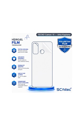Schitec Tecno Camon 15 Uyumlu Arka Yüzey Hidrojel Koruyucu Film 40767601