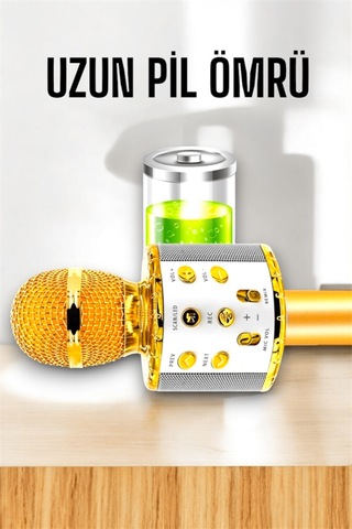 Kablosuz Bluetooth Karaoke Mikrofon Usb Ve Aux Girişli, Yüksek Ses Kalitesi -