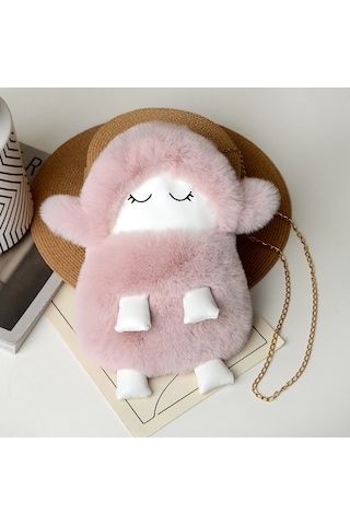 Sevimli Peluş Bebek Sırt Çantası-pembe Pembe