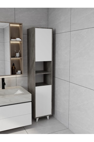 Riva Çamaşır Sepetli Banyo Dolabı Hanoi Beyaz Renk