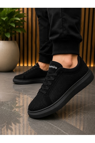 Günlük Rahat Taban Bağcıklı Sneaker Spor Ayakkabı Siyah